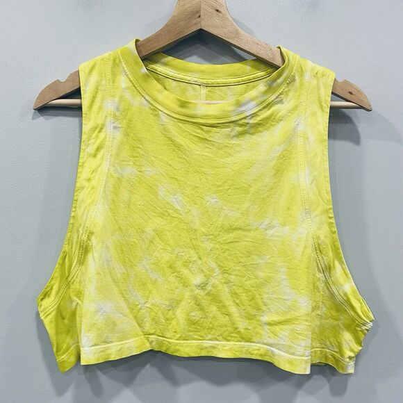 Lululemon Tops - LULULEMON 10 All Yours Cropped Workout Top Pima Cotton Tie Dye Tank Neon Yellow